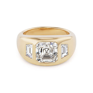 One-of-a-Kind BNS Ring with Asscher Diamond and Tapered Baguette Sides