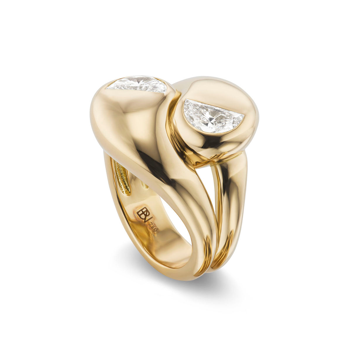 One of a Kind Knot Ring with Half Moon Diamonds
