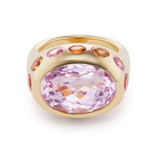One-of-a-Kind Crown Ring with Morganite and Pink & Orange Sapphires
