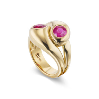Knot Ring with Round Garnet and Ruby