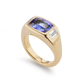 One-of-a-Kind BNS Ring with Tanzanite and Diamond Sides