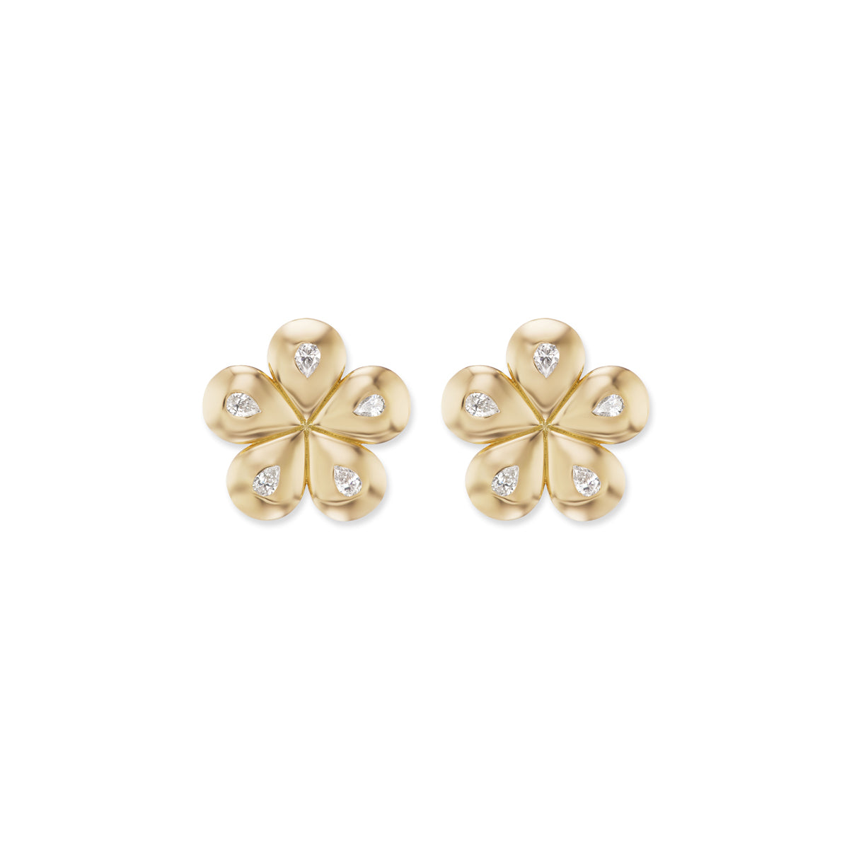 Mini Petal Flower Studs with Diamond Pears – Brent Neale