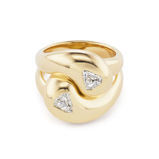 Knot Ring with Two Diamond Shields