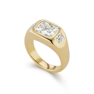 One-of-a-Kind BNS Ring with Radiant-Cut Diamond and Tapered Radiant-Cut Diamond Sides