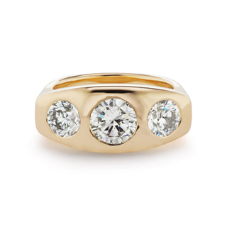 One-of-a-Kind Soft BNS Ring with Three Diamond Rounds