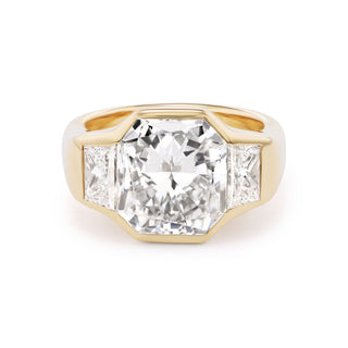 One-of-a-Kind BNS Ring with Radiant Cut Diamond and Trapezoid Sides