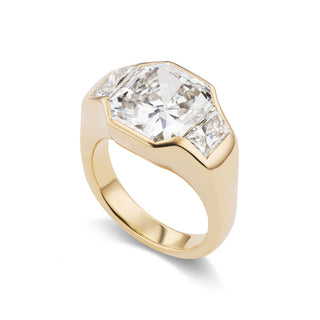One-of-a-Kind BNS Ring with Radiant Cut Diamond and Trapezoid Sides